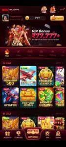 MPL Game home screen with VIP bonus and popular games