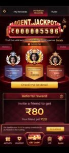 MPL Game Agent Jackpot invitation rewards and referral bonus screen